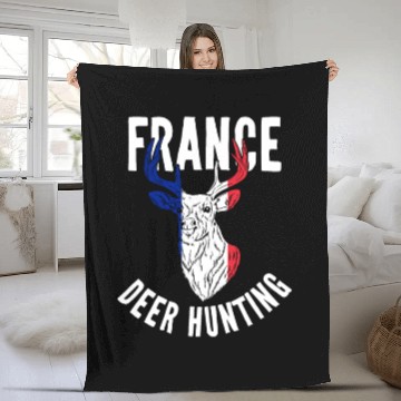 Discover France Deer Hunting Buck Stag Hunter French Fleece Blankets