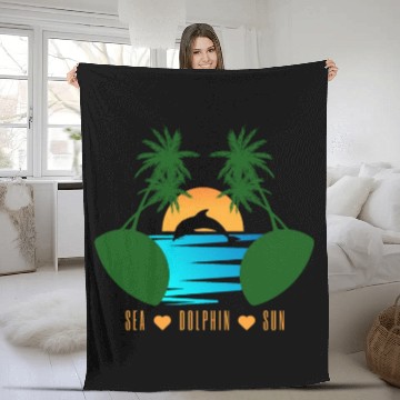 Discover dolphin nature Fleece Blankets