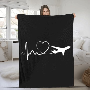 Discover Plane Heartbeat Airplane Flight Pilot Aviation Fleece Blankets