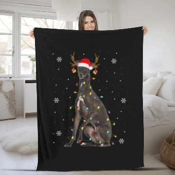 Discover Italian Greyhound Dog Tree Christmas Lights Xmas Fleece Blankets
