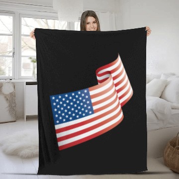 Discover USA Flag In The Wind Fleece Blankets