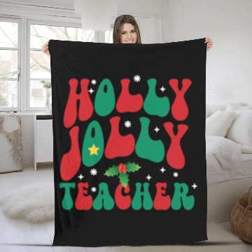 Discover holly jolly teacher,teacher life christmas Fleece Blankets