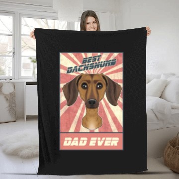 Discover Best Dachshund Dad Ever I Wiener Dog Lover Fleece Blankets