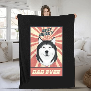 Discover Best Siberian Husky Dad Ever I Husky Lover Fleece Blankets
