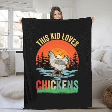 Discover Retro Chicken Lover Farm Animal Kids Fleece Blankets