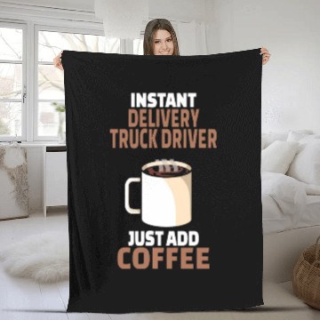 Discover Delivery Truck Driver Coffee Lover Gift Funny Fleece Blankets