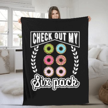 Discover Donut Check Out My Six Pack Doughnut Lover Gym Wor Fleece Blankets