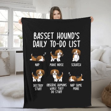 Discover Basset Hound Daily To Do List Fleece Blankets