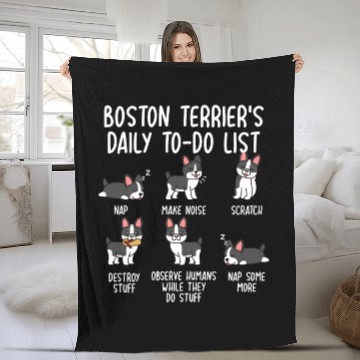 Discover Boston Terrier Daily To Do List Fleece Blankets