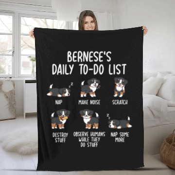 Discover Bernese Mountain Dog Daily To Do List Fleece Blankets