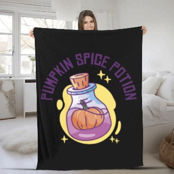 Discover Pumpkin Spice Potion Coffee Enthusiast Halloween Fleece Blankets