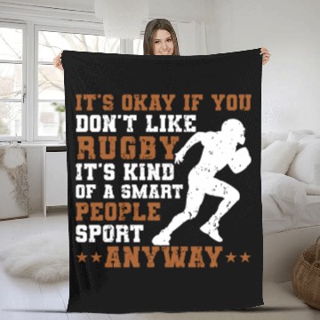 Discover Rugby Is A Smart People Sport Rugby Player Fleece Blankets