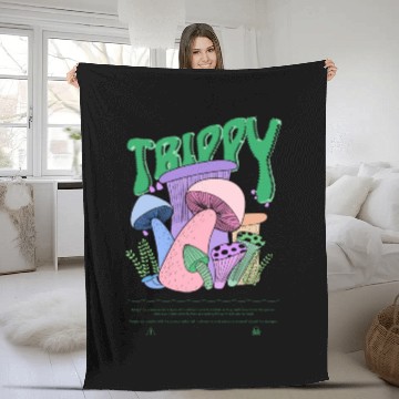 Discover Trippy Magic Mushrooms Psychedelic Fleece Blankets neon