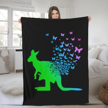 Discover Butterfly & Kangaroo In Nature Australia Kangaroo Fleece Blankets