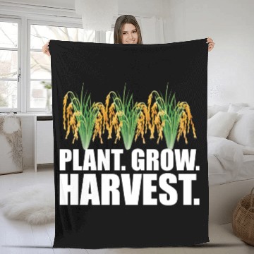 Discover Rice Farmer - Plant Grow Harvest Fleece Blankets