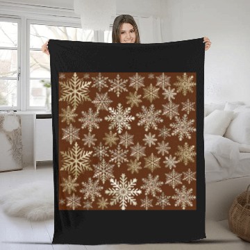 Discover Beige Snowflakes Christmas Pattern Fleece Blankets