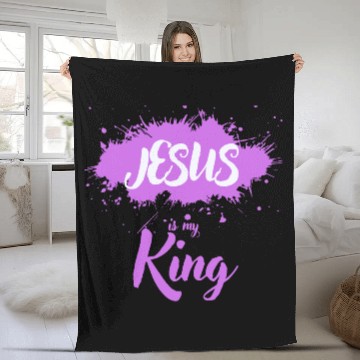 Discover JESUS is my King Fleece Blankets