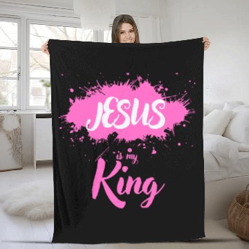 Discover JESUS is my King Fleece Blankets
