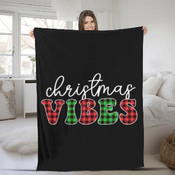 Discover Christmas Vibes Buffalo Plaid Retro Christmas Fleece Blankets