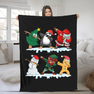 Discover Dabbing Santa Elf Friends Funny Christmas Dabs Fleece Blankets