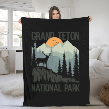 Discover Grand Teton National Park Mountains Wilderness Fleece Blankets