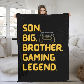 Discover SON BROTHER GAMING LEGEND for gamer yellow text Fleece Blankets