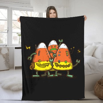 Discover Candy Corn Bots Fleece Blankets