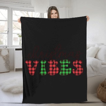 Discover Christmas Vibes Buffalo Plaid Retro Christmas Fleece Blankets