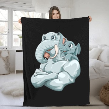 Discover Strong Elephant with Elephant Kid for a Elephant Fleece Blankets