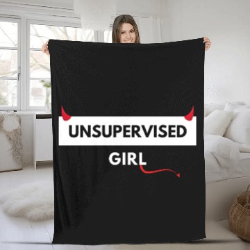 Discover UNSUPERVISED GIRL FUNNY CUTE DESIGN Fleece Blankets