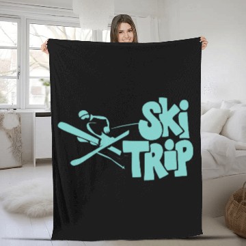 Discover Cool Skiing Ski Trip Fleece Blankets