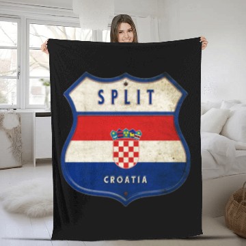 Discover Split Croatia flag coat of arms design Fleece Blankets