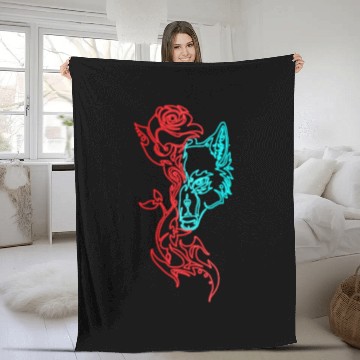 Discover Wolf and Rose Fleece Blankets