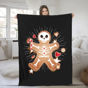 Discover Gingerbread man Sugar Skull decor for Christmas Fleece Blankets