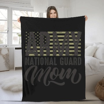 Discover Army National Guard Mom with US flag military styl Fleece Blankets