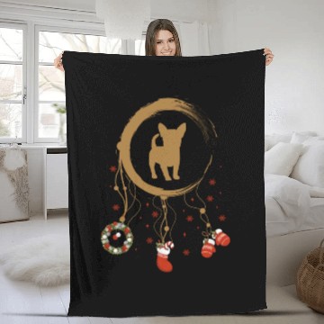 Discover dog dreamcatcher Christmas French Bulldog Fleece Blankets