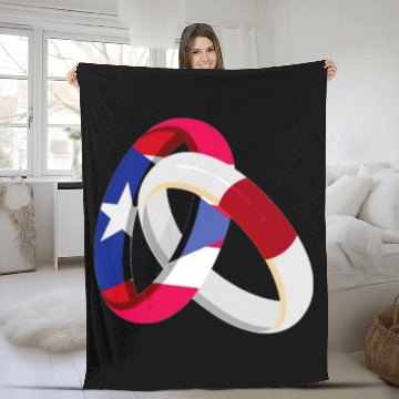 Discover Puerto Rico Flag Japan Grown Ring Marriage Wedding Fleece Blankets