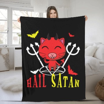 Discover Kawaii Satan Devil Metal Music Lover Rock Fleece Blankets