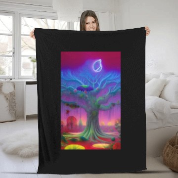 Discover Neon Magic tree Fleece Blankets