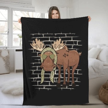Discover Moose Elk Sunglasses Scarf Fleece Blankets