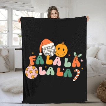 Discover Retro Groovy Fa La La Christmas Cute Santa Hat Fleece Blankets
