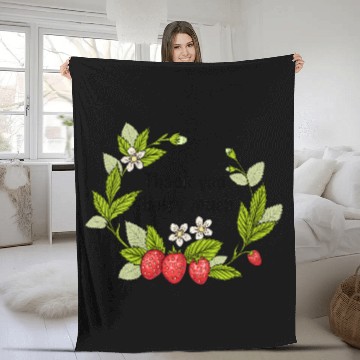 Discover Thank you berry much, cute pun with strawberry Fleece Blankets