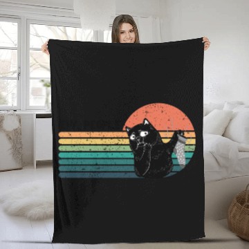 Discover Ew, people - Disgusted Black Cat with Smelly Sock Fleece Blankets