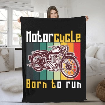 Discover Motorcycle Born to Run Motorcycle Rider Retro Gift Fleece Blankets
