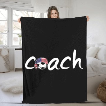 Discover us soccer coach Fleece Blankets