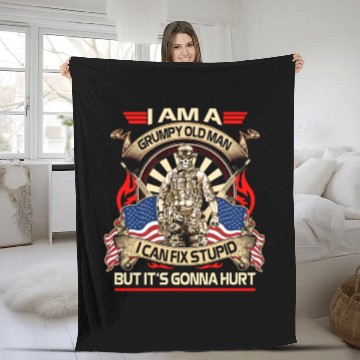 Discover Afghanistan veteran Grumpy old man Fleece Blankets