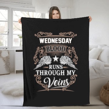 Discover Wednesday Name Fleece Blankets - Wednesday Blood Runs Thro