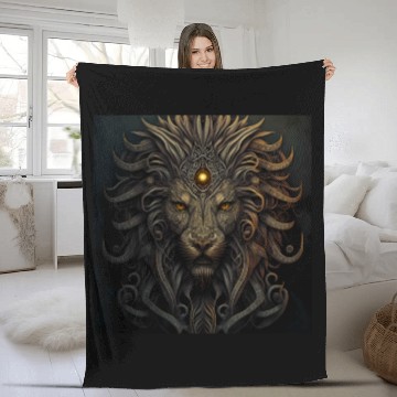 Discover Dark Fantasy Lion Version 2 Fleece Blankets