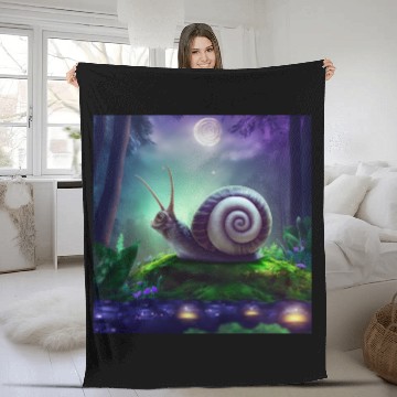 Discover Spiral Moongazing Snail Ombre Aqua Lavender sky Fleece Blankets