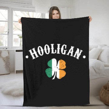 Discover Hooligan St Patricks Day Irish Shamrock Flag Fleece Blankets